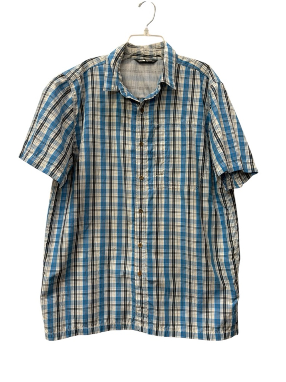 The North Face Men's Short-Sleeve Blue Plaid Button-Up Shirt size M